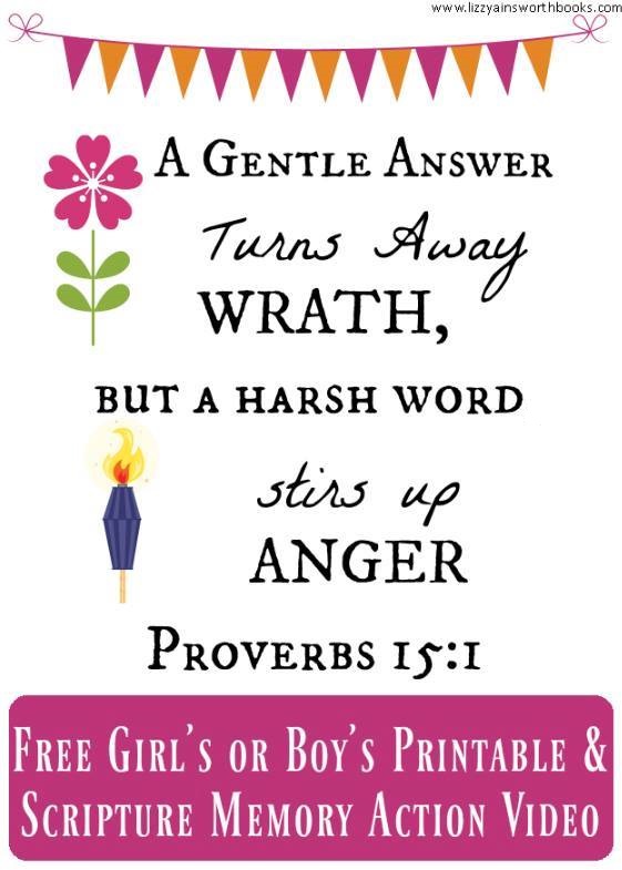 Gentle Answer Turns Away Wrath - Scripture Memory Printable